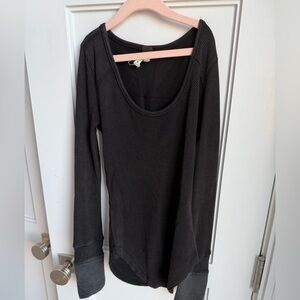 We The Free Black Long-Sleeve Scoop Thermal Top